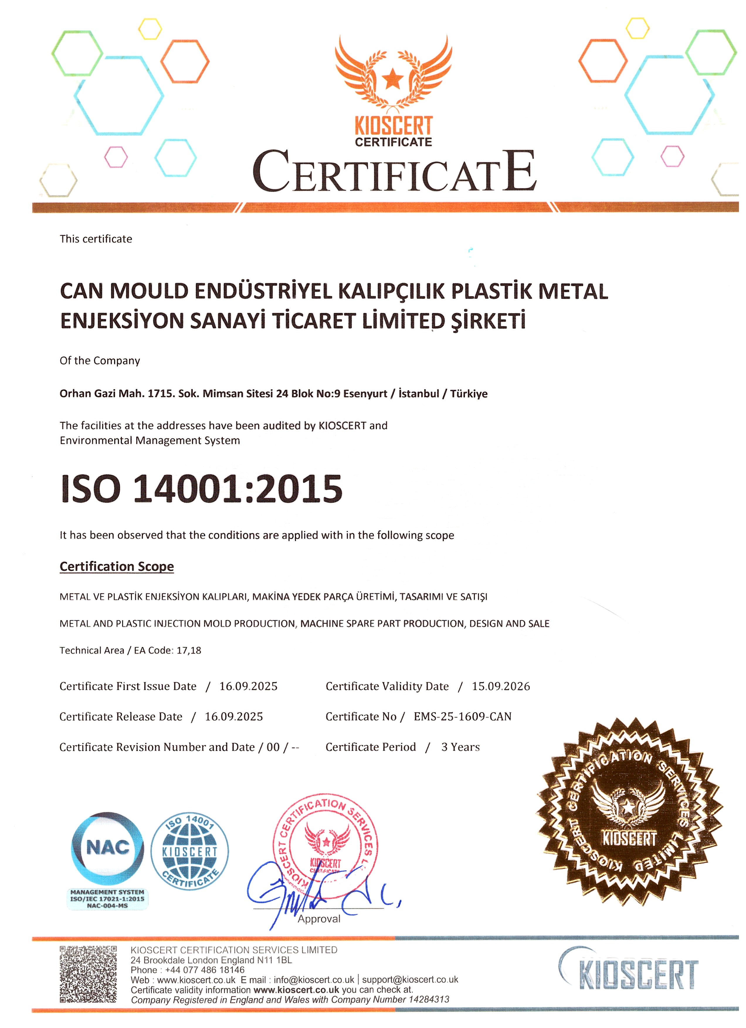 ISO 14001:2015 Certificate